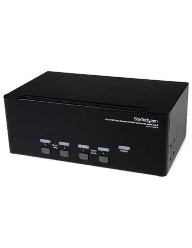 StarTech.com Conmutador Switch KVM de 4 Puertos Vídeo DVI 3 Monitores Triple Head Cabeza USB 2.0 DVI con Audio