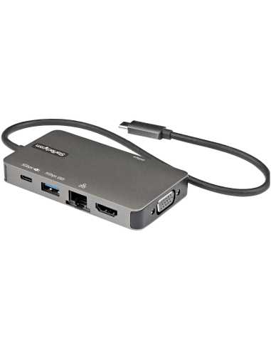 StarTech.com Adaptador Multipuertos USB-C - Docking Station USB Tipo C a HDMI 4K30 o VGA 1080p - Replicador de Puertos USBC PD