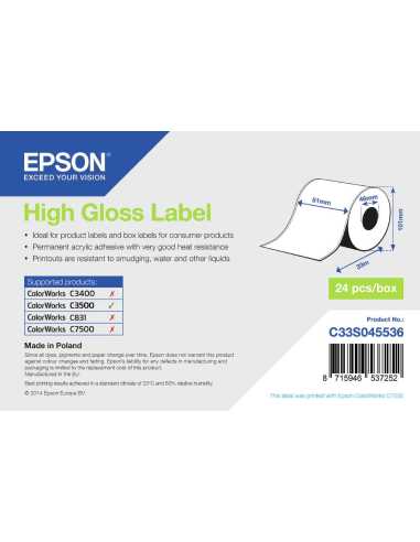Epson High Gloss Label - Continuous Roll 51mm x 33m